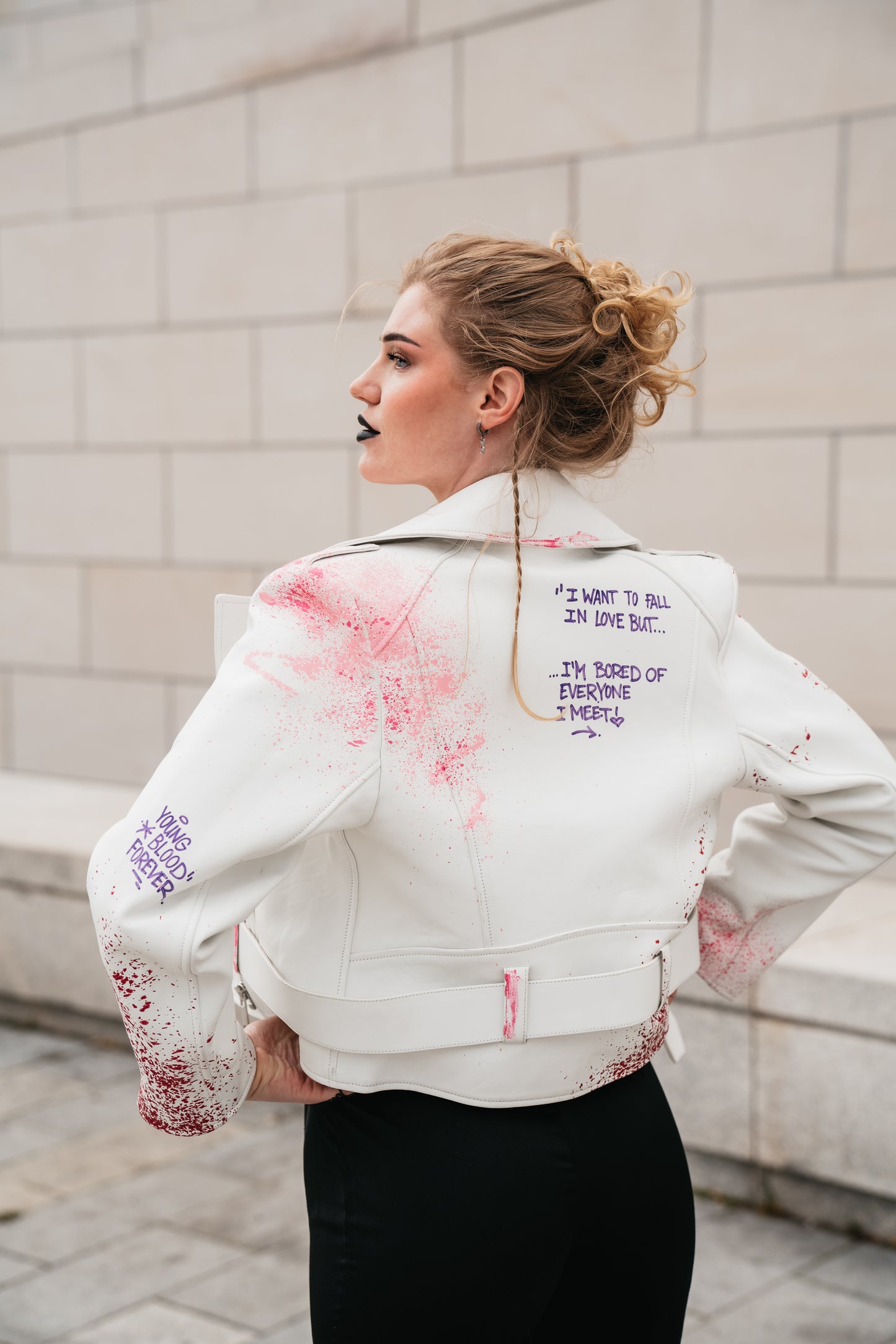 Lederjacke "WE ARE A SAD GENERATION WITH HAPPY PICTURES"