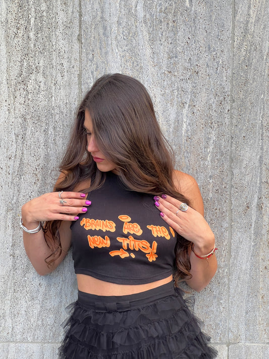 "BRAINS ARE THE NEW TITS!" top