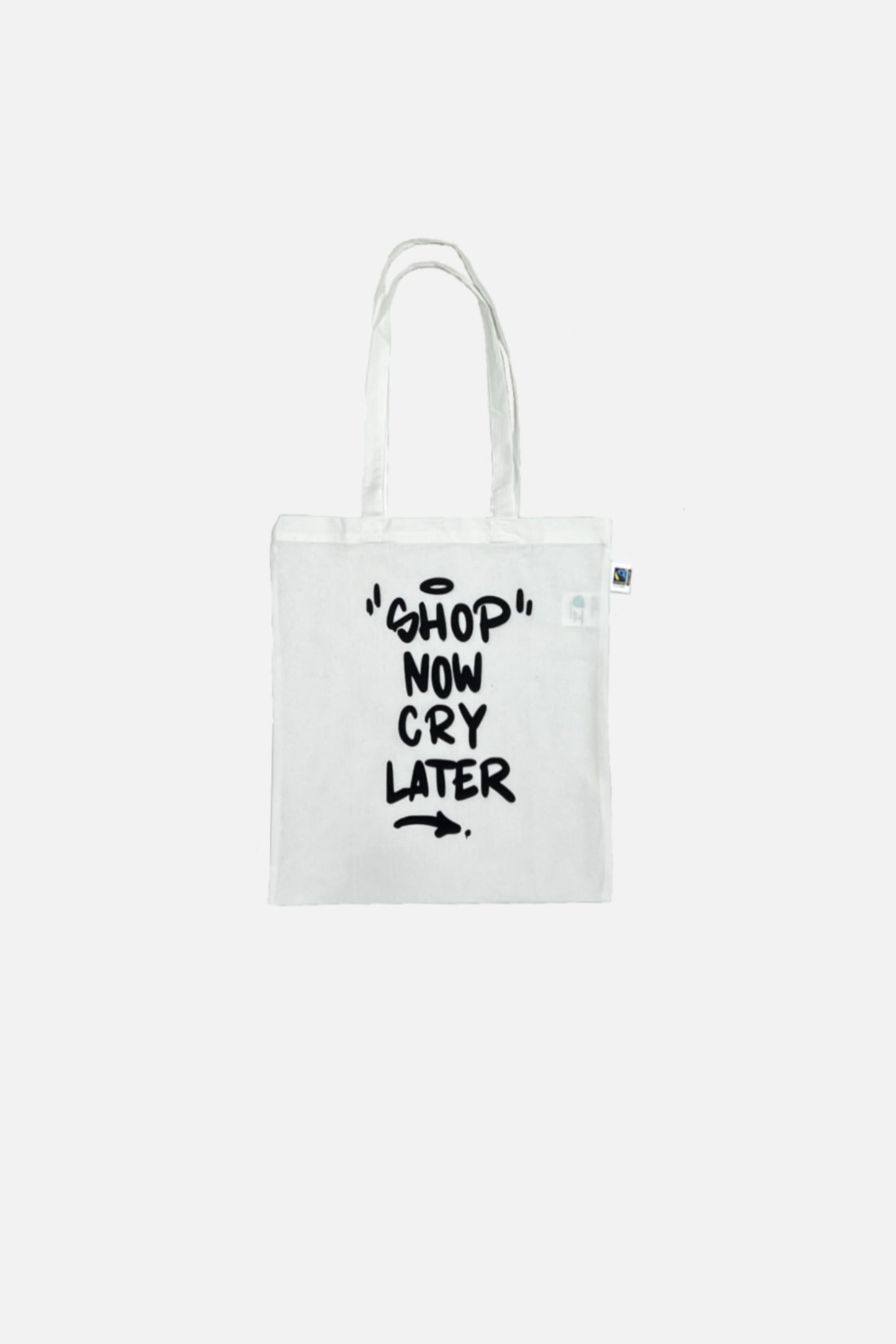 Jutebeutel "shop now cry later"